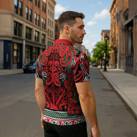Aotearoa Iwi Tuhoe Zipper Polo Shirt Maori Wharenui House Tribal Pattern LT9 - Polynesian Pride