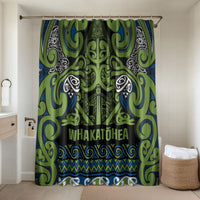 Aotearoa Iwi Whakatohea Bathroom Set Maori Wharenui House Tribal Pattern LT9 Shower Curtain Only Olive green - Polynesian Pride