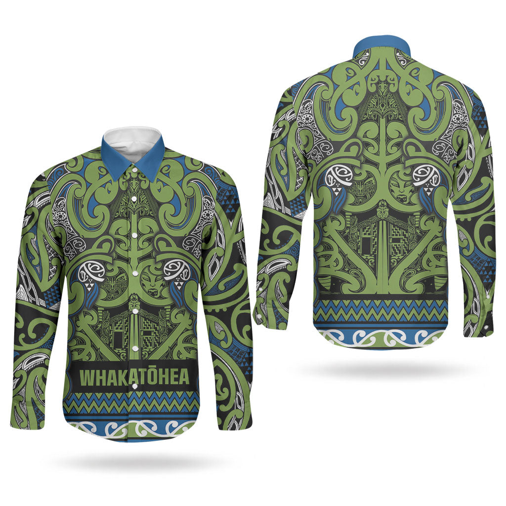 Aotearoa Iwi Whakatohea Couples Matching Off Shoulder Maxi Dress and Long Sleeve Button Shirt Maori Wharenui House Tribal Pattern LT9 - Polynesian Pride