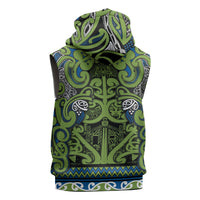 Aotearoa Iwi Whakatohea Sleeveless Zip Hoodie Maori Wharenui House Tribal Pattern LT9 - Polynesian Pride