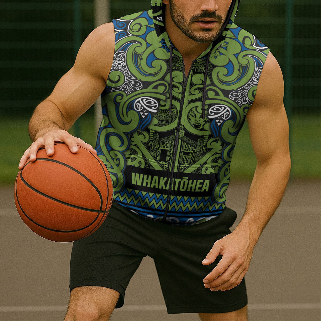 Aotearoa Iwi Whakatohea Sleeveless Zip Hoodie Maori Wharenui House Tribal Pattern LT9 - Polynesian Pride
