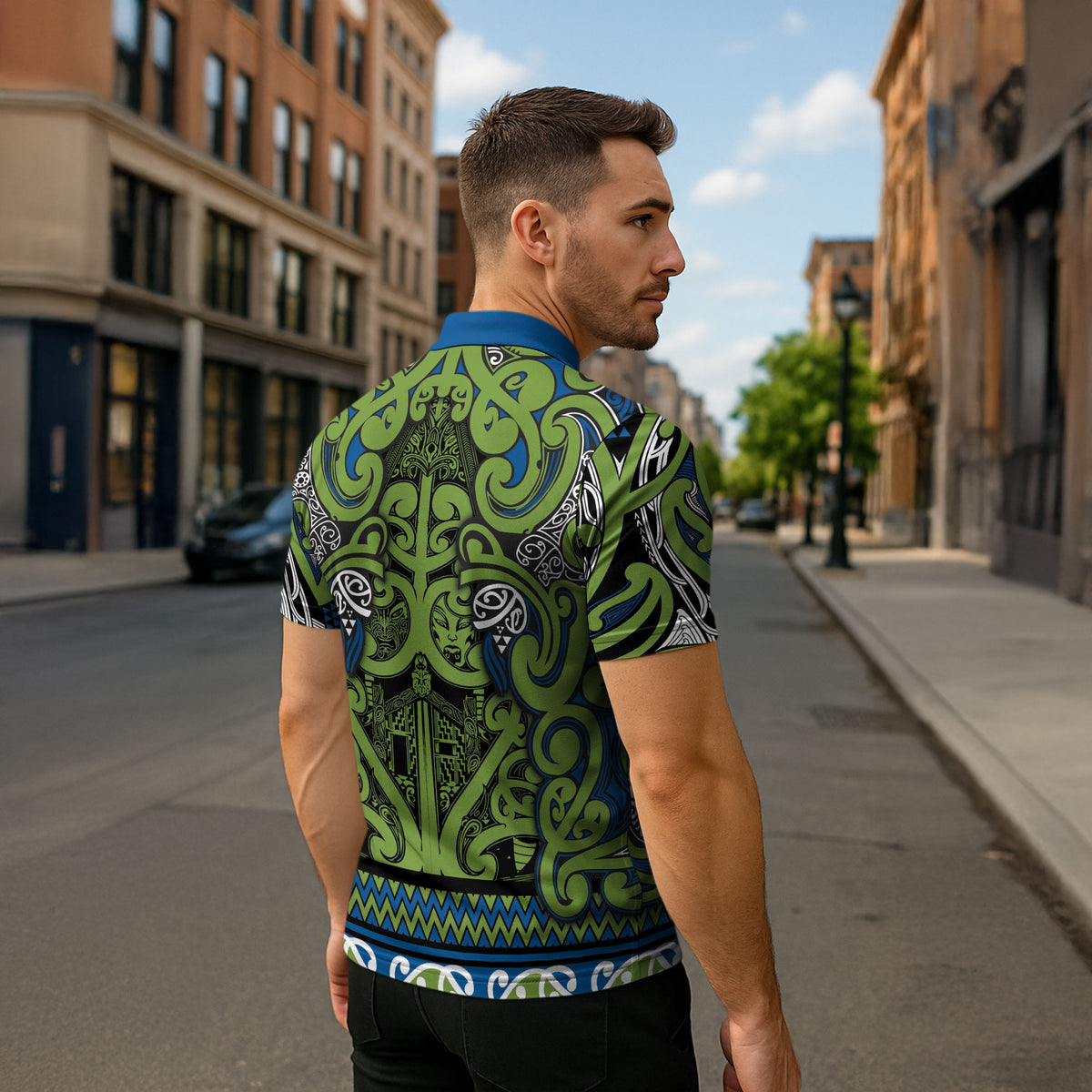 Aotearoa Iwi Whakatohea Zipper Polo Shirt Maori Wharenui House Tribal Pattern LT9 - Polynesian Pride