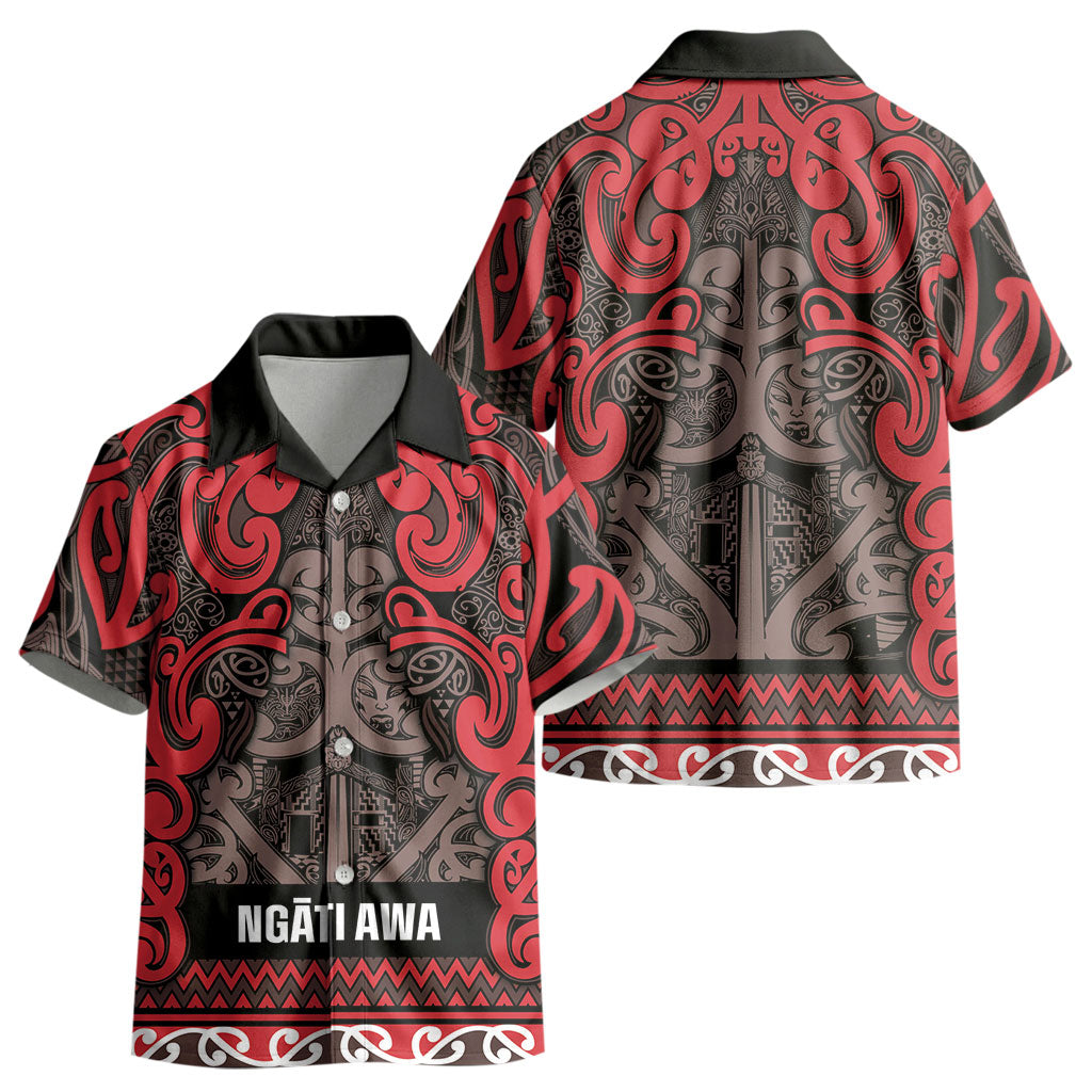 Aotearoa Iwi Ngati Awa Kid Hawaiian Shirt Maori Wharenui House Tribal Pattern LT9 - Polynesian Pride
