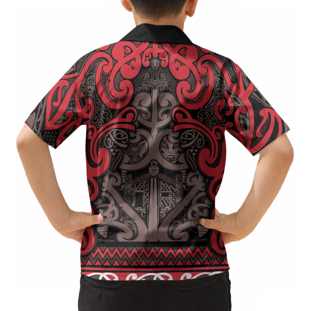 Aotearoa Iwi Ngati Awa Kid Hawaiian Shirt Maori Wharenui House Tribal Pattern LT9 - Polynesian Pride