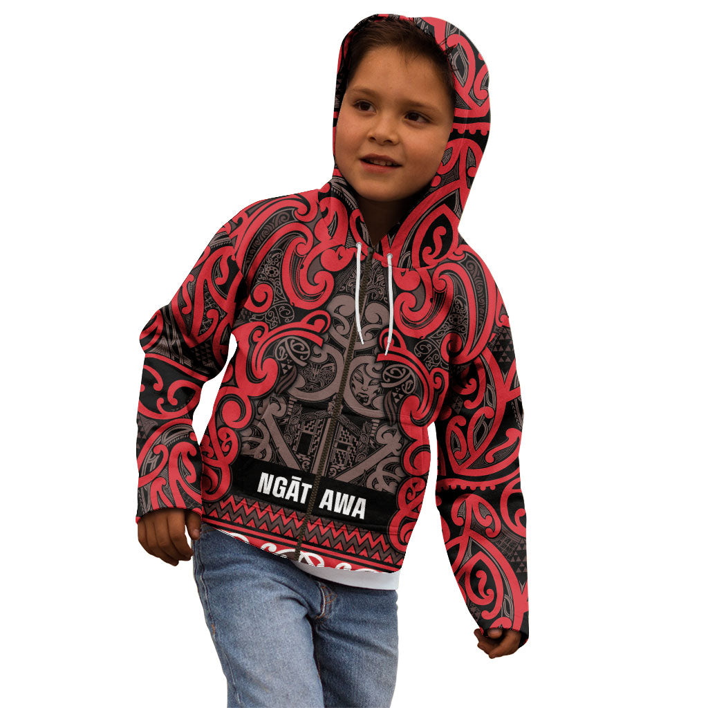Aotearoa Iwi Ngati Awa Kid Hoodie Maori Wharenui House Tribal Pattern LT9 - Polynesian Pride