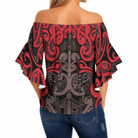 Aotearoa Iwi Ngati Awa Off Shoulder Wrap Waist Top Maori Wharenui House Tribal Pattern LT9 - Polynesian Pride
