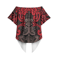 Aotearoa Iwi Ngati Awa Off Shoulder Wrap Waist Top Maori Wharenui House Tribal Pattern LT9 - Polynesian Pride