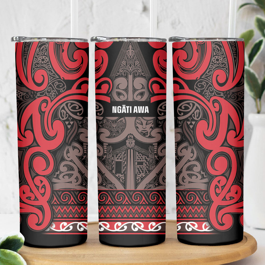 Aotearoa Iwi Ngati Awa Skinny Tumbler Maori Wharenui House Tribal Pattern LT9 - Polynesian Pride