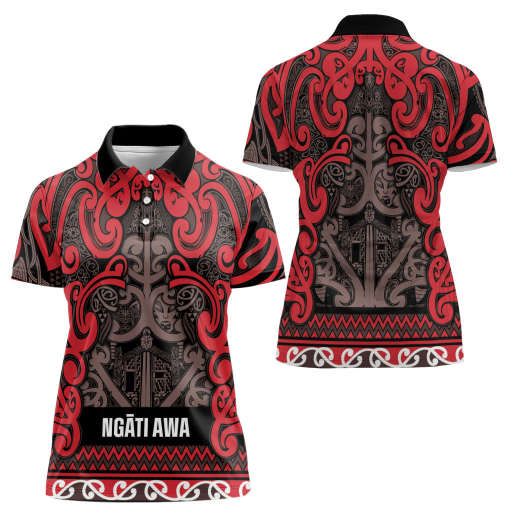 Aotearoa Iwi Ngati Awa Women Polo Shirt Maori Wharenui House Tribal Pattern LT9 - Polynesian Pride