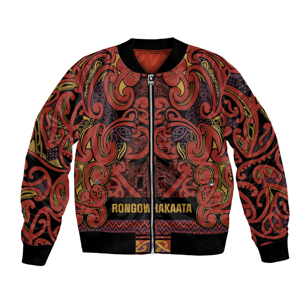 Aotearoa Iwi Rongowhakaata Bomber Jacket Maori Wharenui House Tribal Pattern LT9 Unisex Brick Red - Polynesian Pride