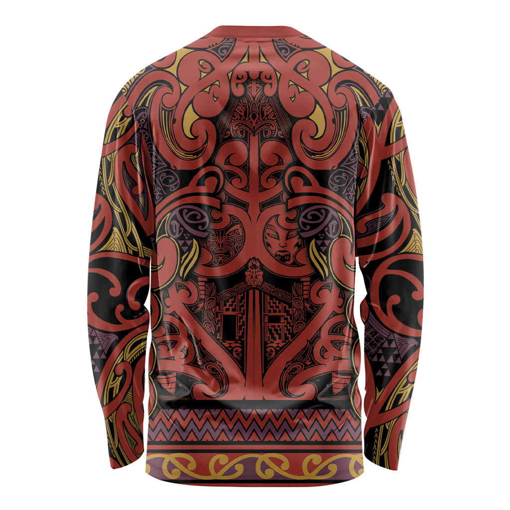 Aotearoa Iwi Rongowhakaata Long Sleeve Shirt Maori Wharenui House Tribal Pattern LT9 - Polynesian Pride