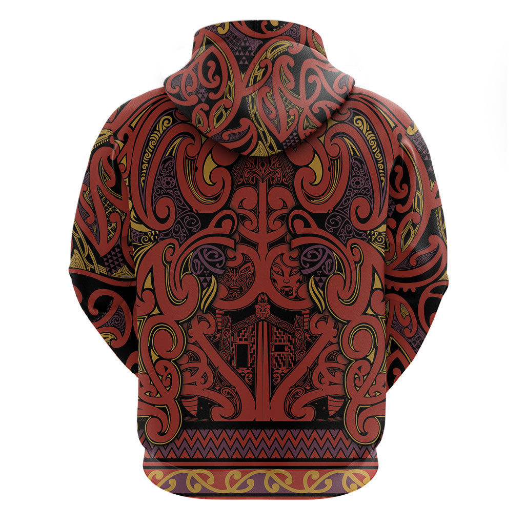 Aotearoa Iwi Rongowhakaata Zip Hoodie Maori Wharenui House Tribal Pattern LT9 - Polynesian Pride