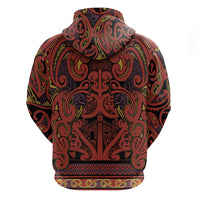 Aotearoa Iwi Rongowhakaata Zip Hoodie Maori Wharenui House Tribal Pattern LT9 - Polynesian Pride