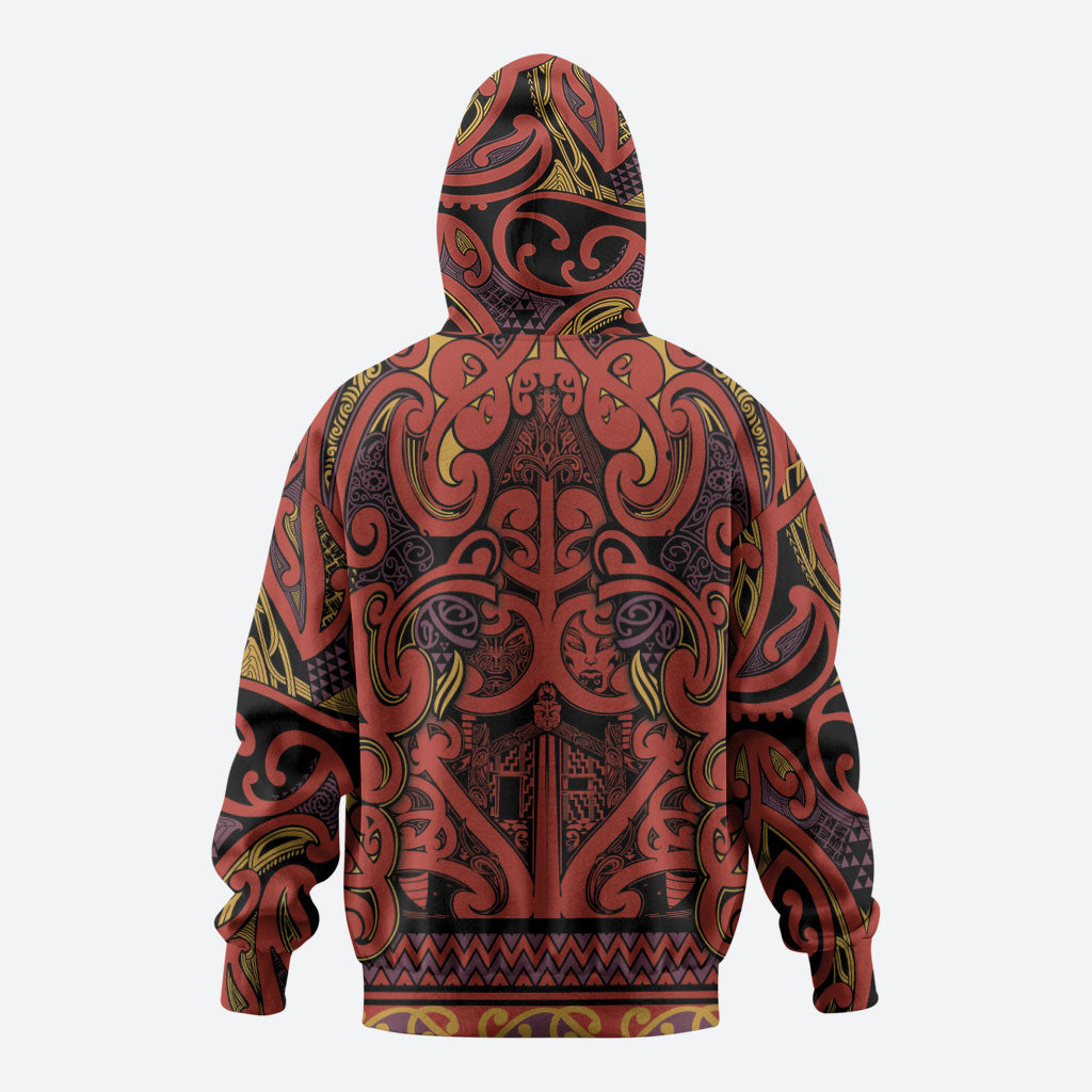 Aotearoa Iwi Rongowhakaata Zip Hoodie Maori Wharenui House Tribal Pattern LT9 - Polynesian Pride