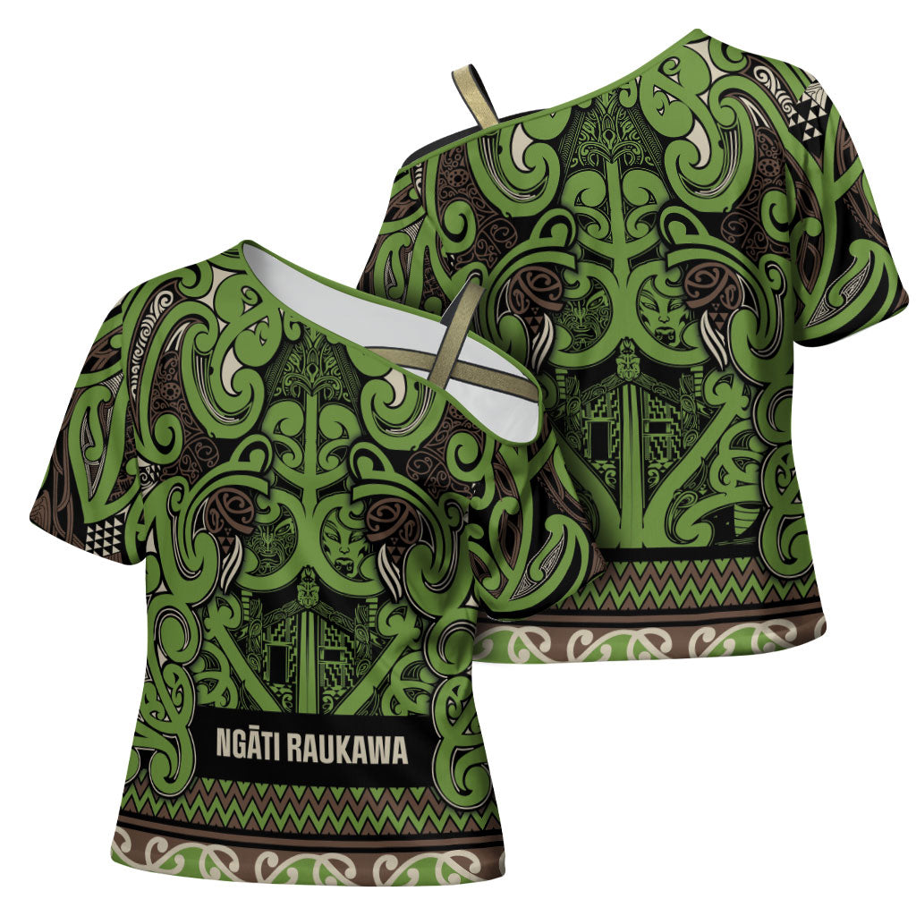 Aotearoa Iwi Ngati Raukawa Cross Shoulder Shirt Maori Wharenui House Tribal Pattern LT9 - Polynesian Pride