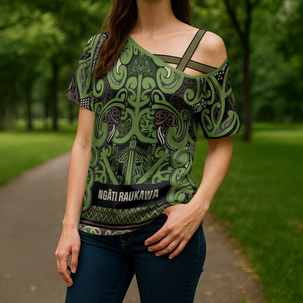 Aotearoa Iwi Ngati Raukawa Cross Shoulder Shirt Maori Wharenui House Tribal Pattern LT9 - Polynesian Pride