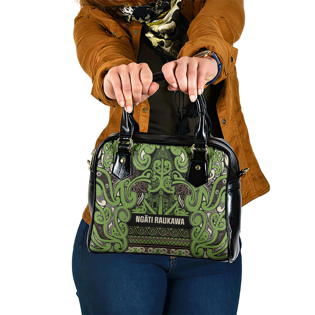 Aotearoa Iwi Ngati Raukawa Shoulder Handbag Maori Wharenui House Tribal Pattern LT9 One Size Olive green - Polynesian Pride