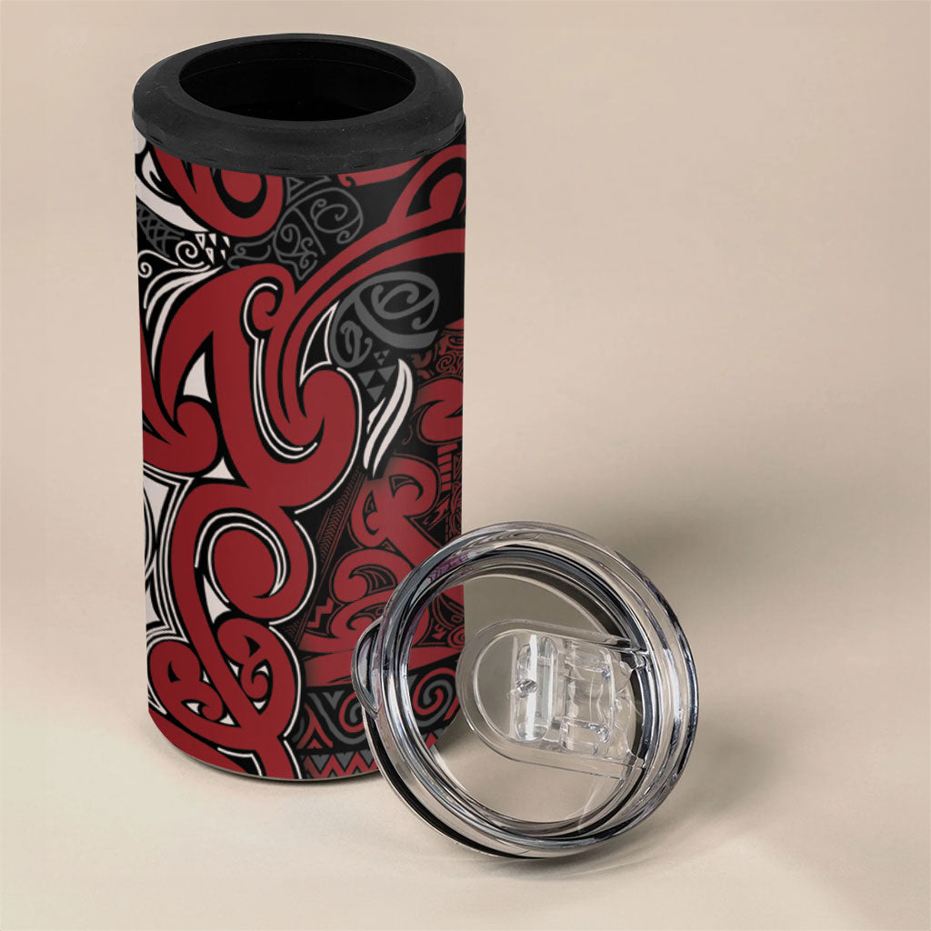 Aotearoa Iwi Ngati Toa 4 in 1 Can Cooler Tumbler Maori Wharenui House Tribal Pattern LT9 - Polynesian Pride