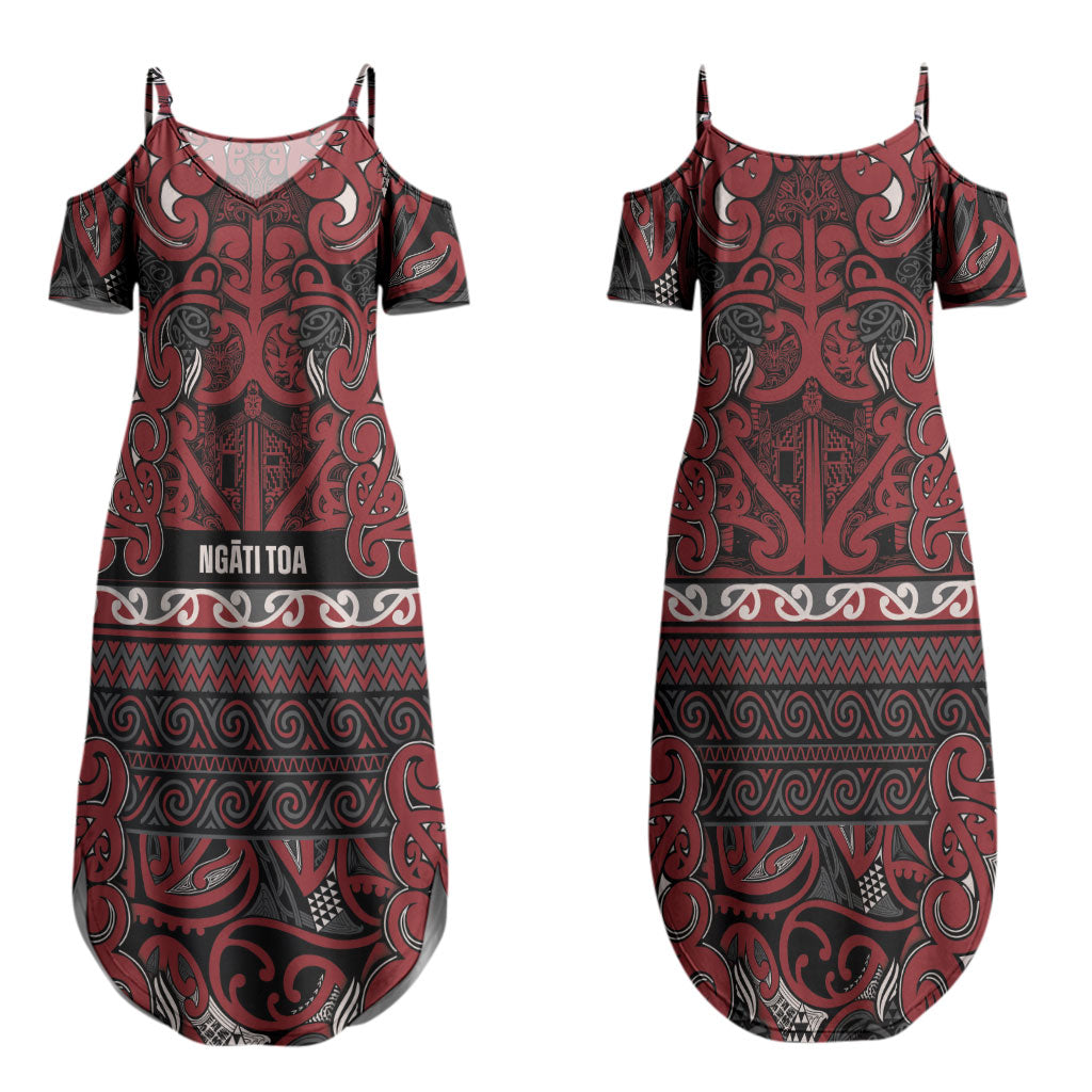 Aotearoa Iwi Ngati Toa Couples Matching Summer Maxi Dress and Long Sleeve Button Shirt Maori Wharenui House Tribal Pattern LT9 - Polynesian Pride