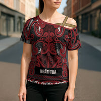 Aotearoa Iwi Ngati Toa Cross Shoulder Shirt Maori Wharenui House Tribal Pattern LT9 - Polynesian Pride
