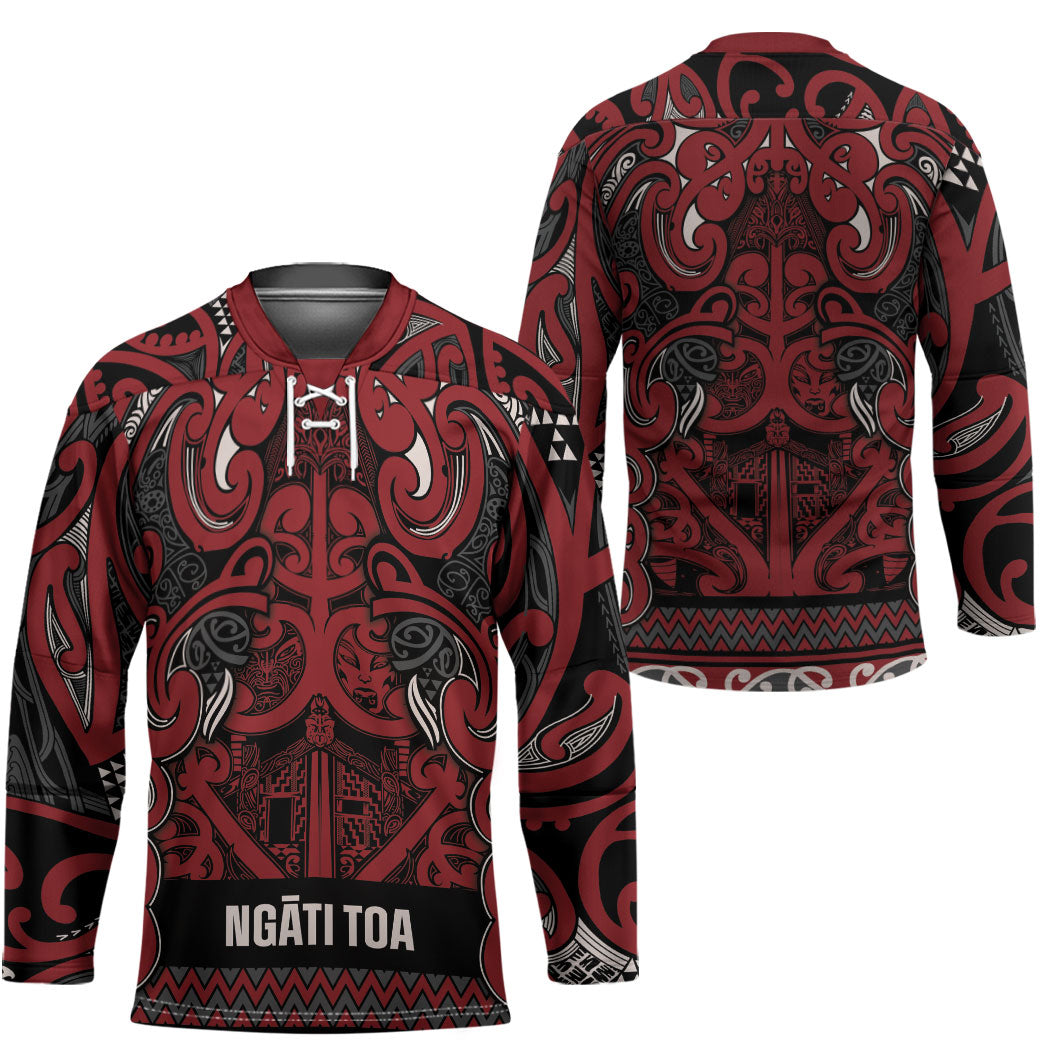 Aotearoa Iwi Ngati Toa Hockey Jersey Maori Wharenui House Tribal Pattern LT9 - Polynesian Pride