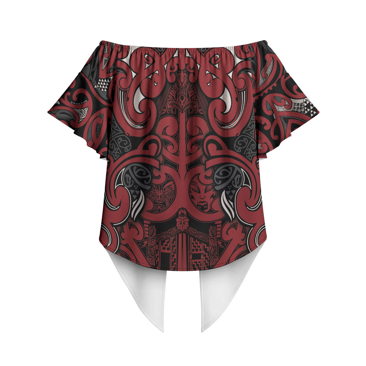 Aotearoa Iwi Ngati Toa Off Shoulder Wrap Waist Top Maori Wharenui House Tribal Pattern LT9 - Polynesian Pride
