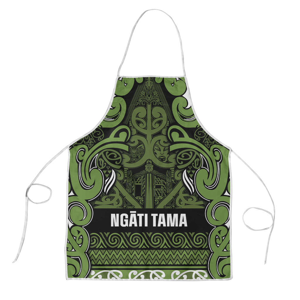 Aotearoa Iwi Ngāti Tama ki Taranaki Trust Apron Maori Wharenui House Tribal Pattern LT9 Lime - Polynesian Pride