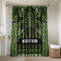 Aotearoa Iwi Ngāti Tama ki Taranaki Trust Bathroom Set Maori Wharenui House Tribal Pattern LT9 Shower Curtain Only Lime - Polynesian Pride
