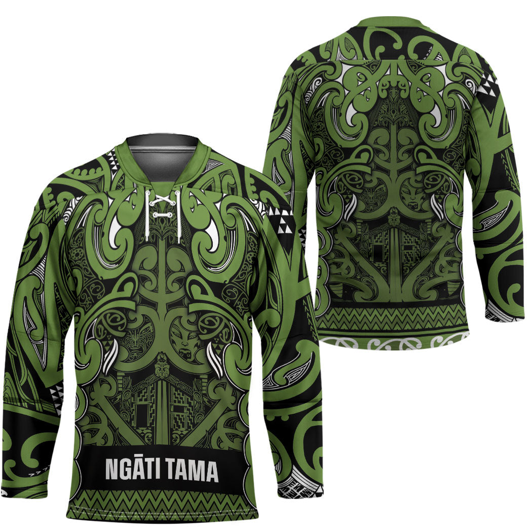 Aotearoa Iwi Ngāti Tama ki Taranaki Trust Hockey Jersey Maori Wharenui House Tribal Pattern LT9 - Polynesian Pride