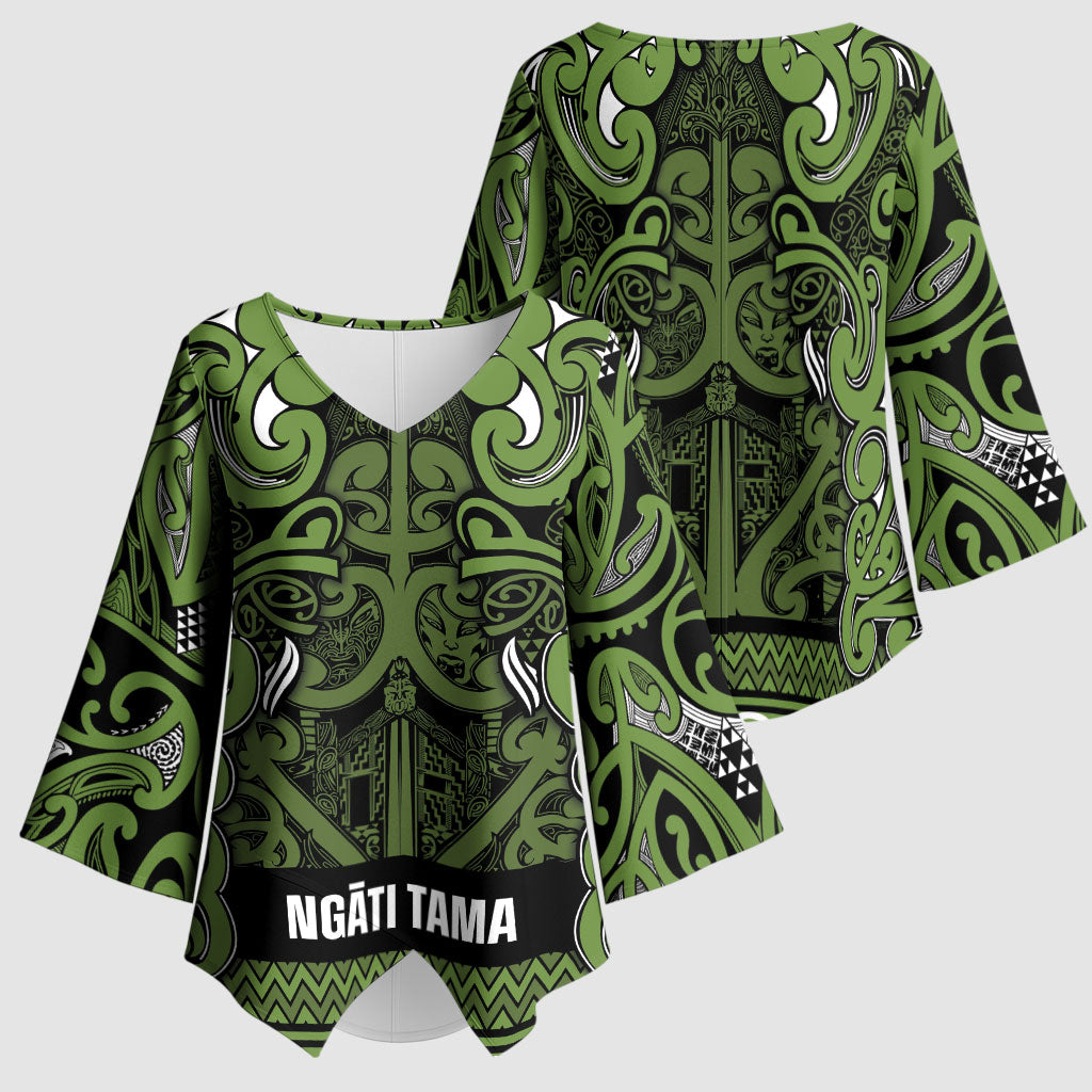 Aotearoa Iwi Ngāti Tama ki Taranaki Trust Kimono Sleeve Blouse Maori Wharenui House Tribal Pattern LT9 - Polynesian Pride