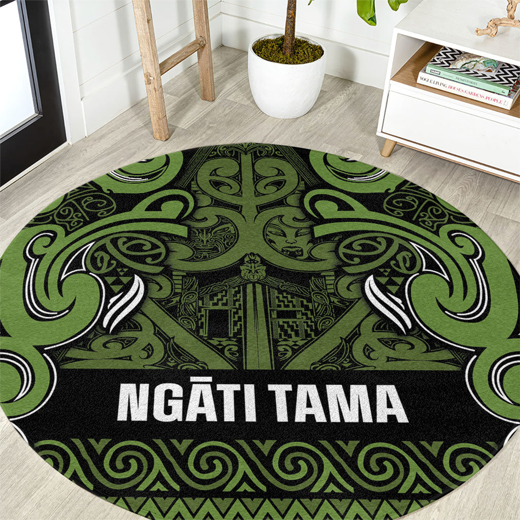 Aotearoa Iwi Ngāti Tama ki Taranaki Trust Round Carpet Maori Wharenui House Tribal Pattern LT9 Lime - Polynesian Pride