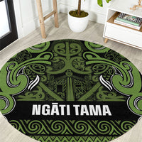 Aotearoa Iwi Ngāti Tama ki Taranaki Trust Round Carpet Maori Wharenui House Tribal Pattern LT9 Lime - Polynesian Pride
