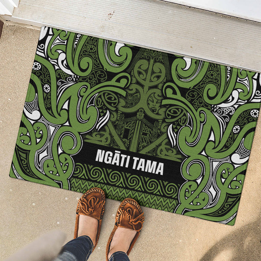 Aotearoa Iwi Ngāti Tama ki Taranaki Trust Rubber Doormat Maori Wharenui House Tribal Pattern LT9 - Polynesian Pride
