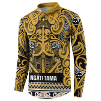 Aotearoa Iwi Ngāti Tama ki Te Waipounamu Trust Button Sweatshirt Maori Wharenui House Tribal Pattern LT9 - Polynesian Pride