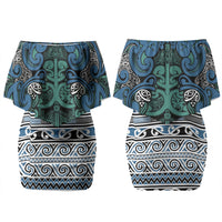 Aotearoa Iwi Ngati Mutunga Couples Matching Off Shoulder Short Dress and Hawaiian Shirt Maori Wharenui House Tribal Pattern LT9 - Polynesian Pride