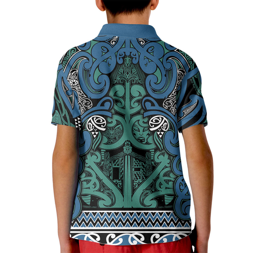 Aotearoa Iwi Ngati Mutunga Kid Polo Shirt Maori Wharenui House Tribal Pattern LT9 - Polynesian Pride