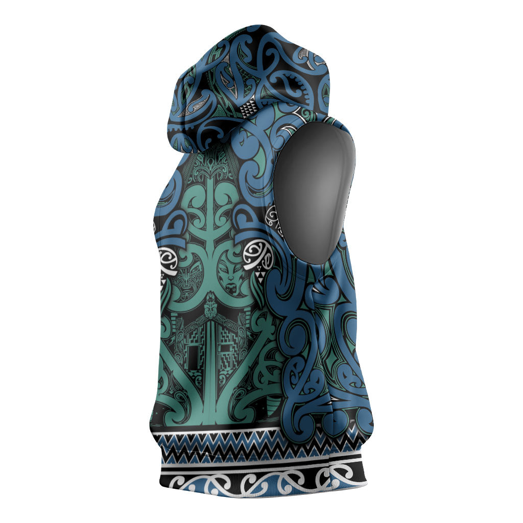 Aotearoa Iwi Ngati Mutunga Sleeveless Hoodie Maori Wharenui House Tribal Pattern LT9 - Polynesian Pride