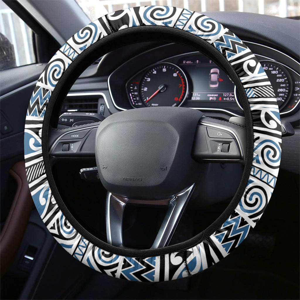 Aotearoa Iwi Ngati Mutunga Steering Wheel Cover Maori Wharenui House Tribal Pattern LT9 - Polynesian Pride