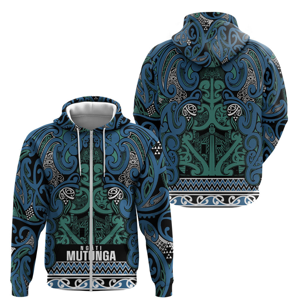 Aotearoa Iwi Ngati Mutunga Zip Hoodie Maori Wharenui House Tribal Pattern LT9 - Polynesian Pride