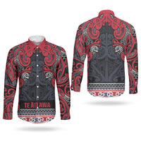 Aotearoa Iwi Te ati Awa Couples Matching Summer Maxi Dress and Long Sleeve Button Shirt Maori Wharenui House Tribal Pattern LT9 - Polynesian Pride