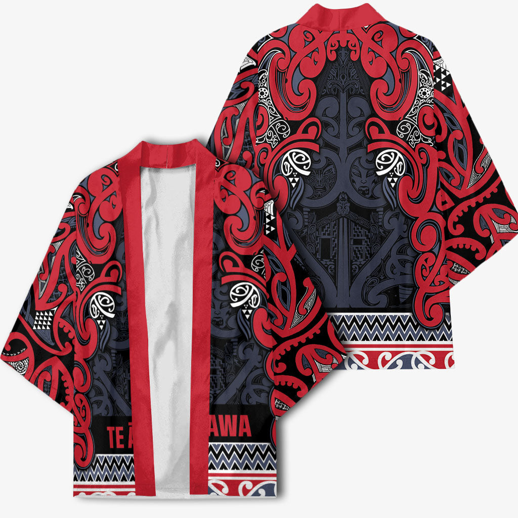 Aotearoa Iwi Te ati Awa Kimono Maori Wharenui House Tribal Pattern LT9 - Polynesian Pride