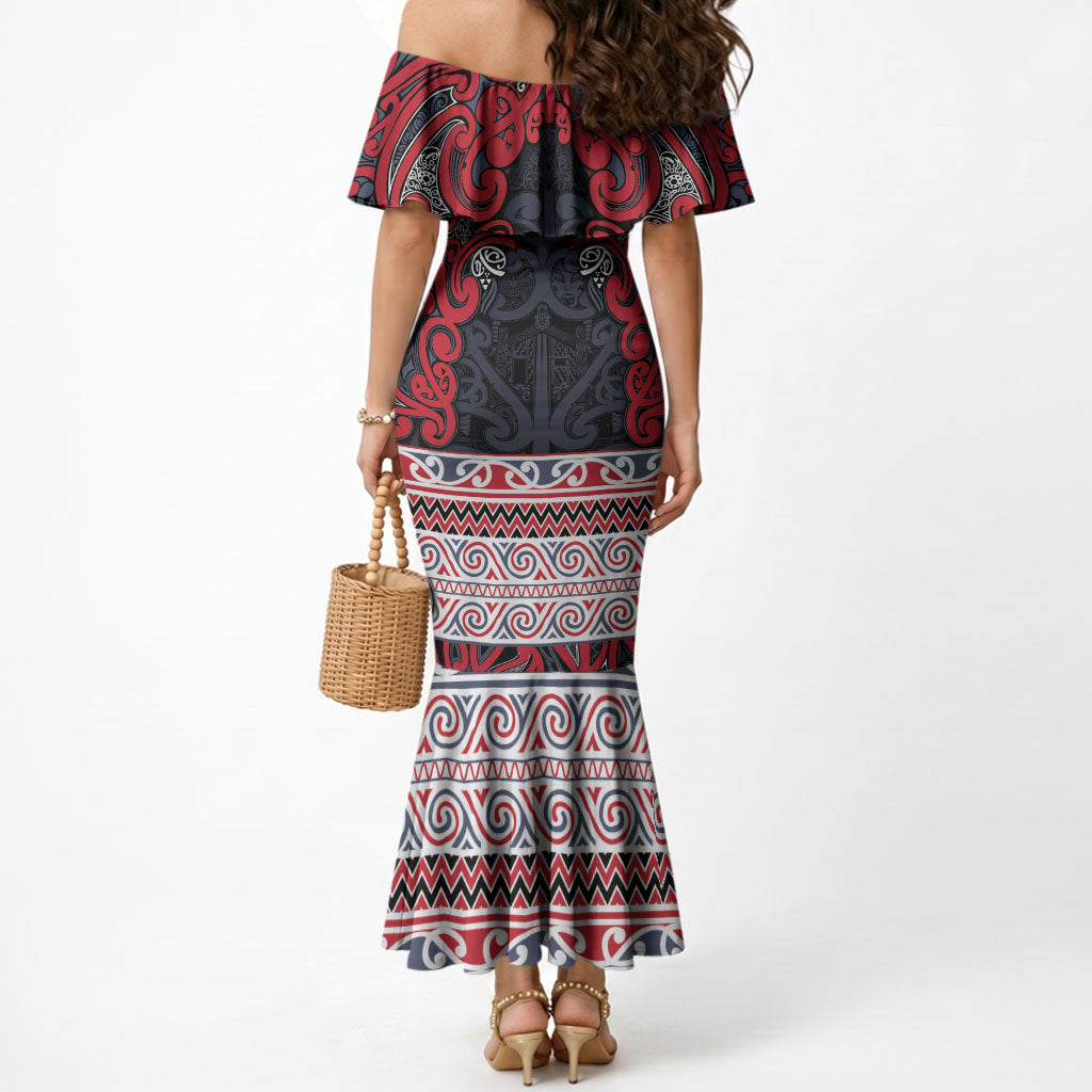 Aotearoa Iwi Te ati Awa Mermaid Dress Maori Wharenui House Tribal Pattern LT9 - Polynesian Pride