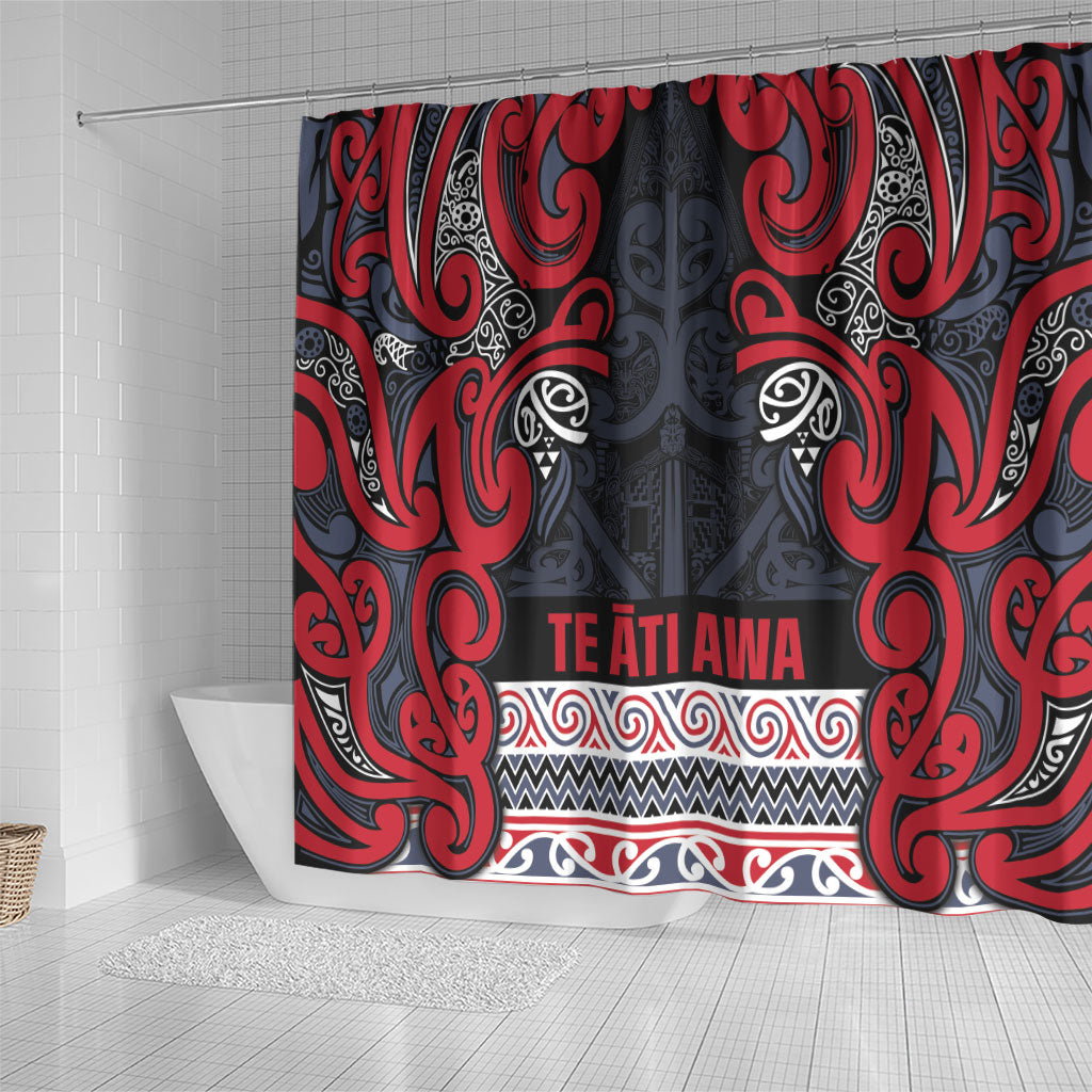 Aotearoa Iwi Te ati Awa Shower Curtain Maori Wharenui House Tribal Pattern LT9 - Polynesian Pride