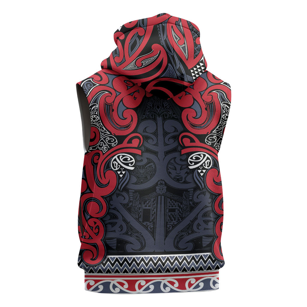Aotearoa Iwi Te ati Awa Sleeveless Zip Hoodie Maori Wharenui House Tribal Pattern LT9 - Polynesian Pride