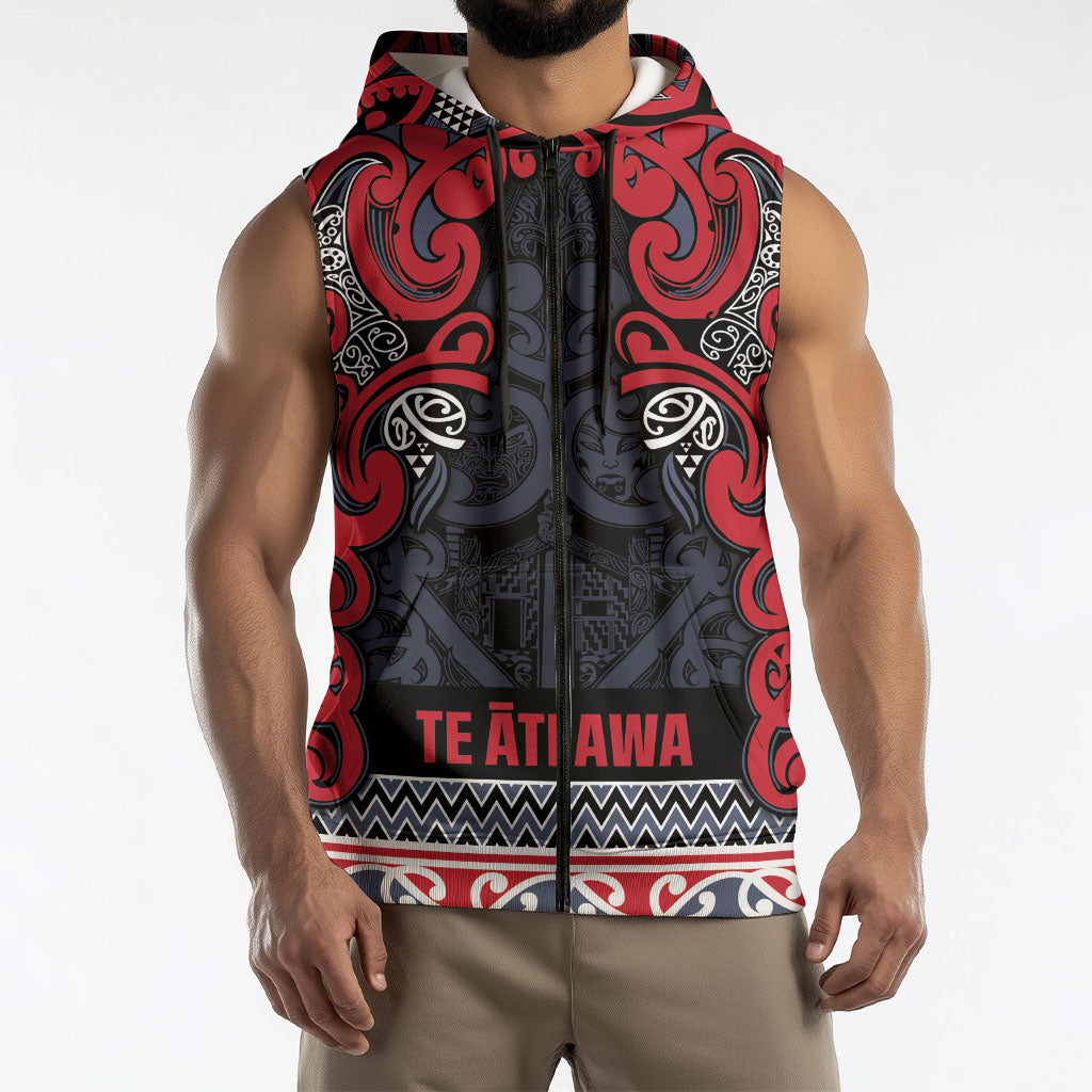 Aotearoa Iwi Te ati Awa Sleeveless Zip Hoodie Maori Wharenui House Tribal Pattern LT9 - Polynesian Pride