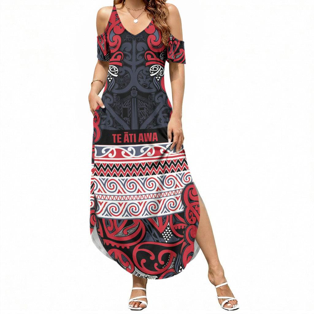 Aotearoa Iwi Te ati Awa Summer Maxi Dress Maori Wharenui House Tribal Pattern LT9 Women Bright Red - Polynesian Pride