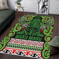 Aotearoa Iwi Ngati Maru Hauraki Area Rug Maori Wharenui House Tribal Pattern LT9 Green Red - Polynesian Pride