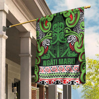 Aotearoa Iwi Ngati Maru Hauraki Garden Flag Maori Wharenui House Tribal Pattern LT9 House Flag Green Red - Polynesian Pride