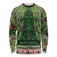 Aotearoa Iwi Ngati Maru Hauraki Long Sleeve Shirt Maori Wharenui House Tribal Pattern LT9 Unisex Green Red - Polynesian Pride