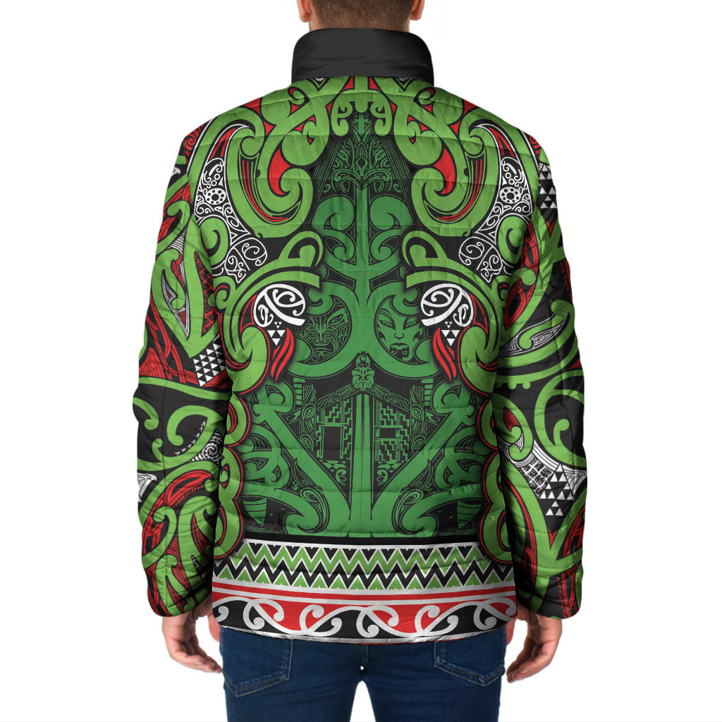 Aotearoa Iwi Ngati Maru Hauraki Padded Jacket Maori Wharenui House Tribal Pattern LT9 - Polynesian Pride